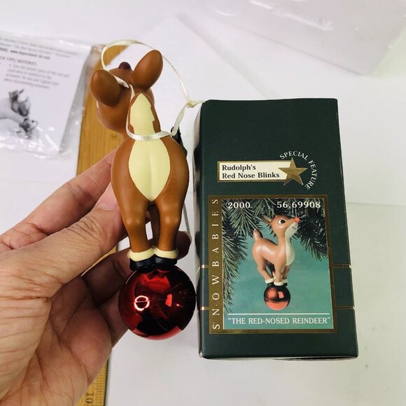 Dept 56 Rudolph The Red Nosed Reindeer Christmas Ornament Snowbabies Blink Light - Picture 7 of 8